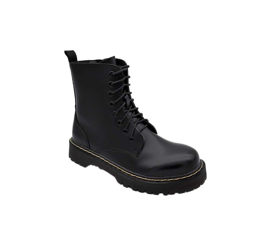 Botas negras de color liso para hombre con cremallera lateral y parte  delantera con cordones, Mode de Mujer