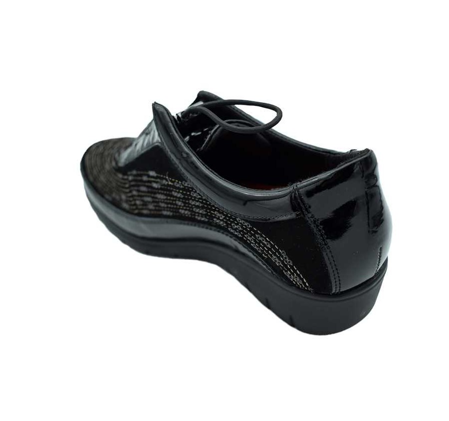 Zapato sport cuña horma ancha acolchado del Doctor Cutillas Numero 40 -  Color NEGRO