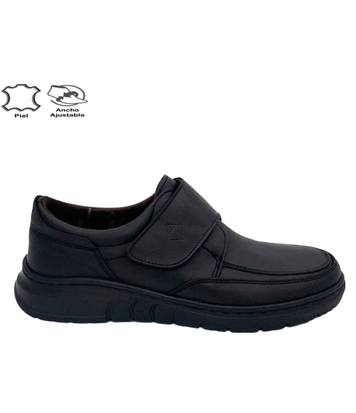 BLUCHER VELCRO  PIEL NEGRO