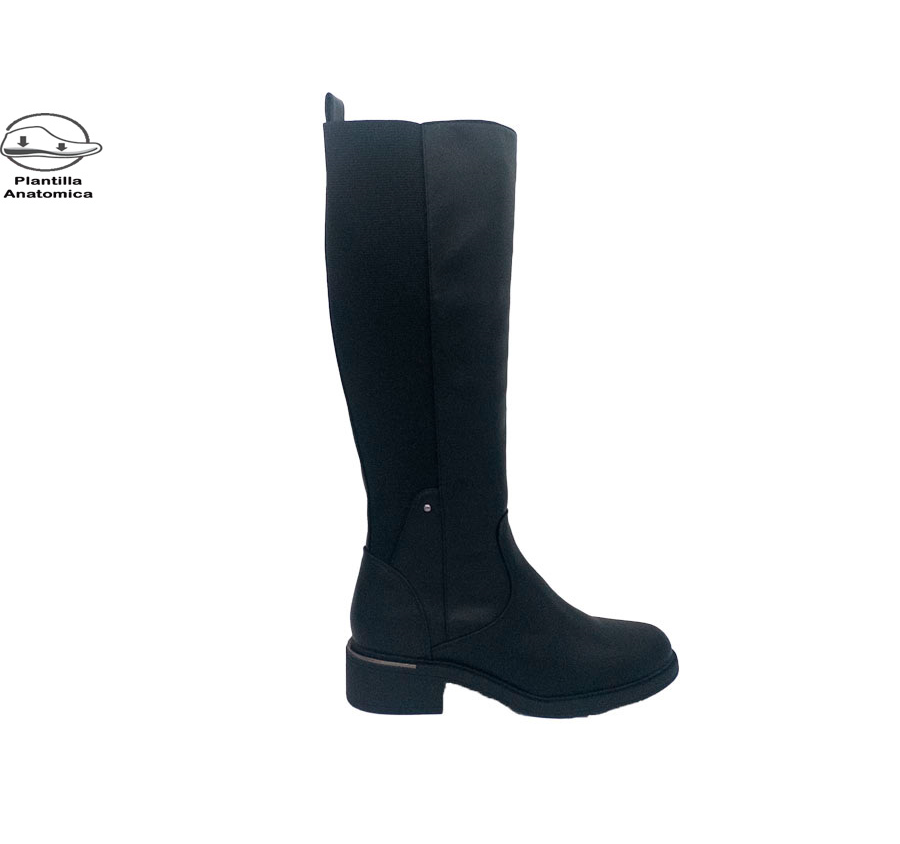 BOTA ALTA  ELASTICO NEGRO