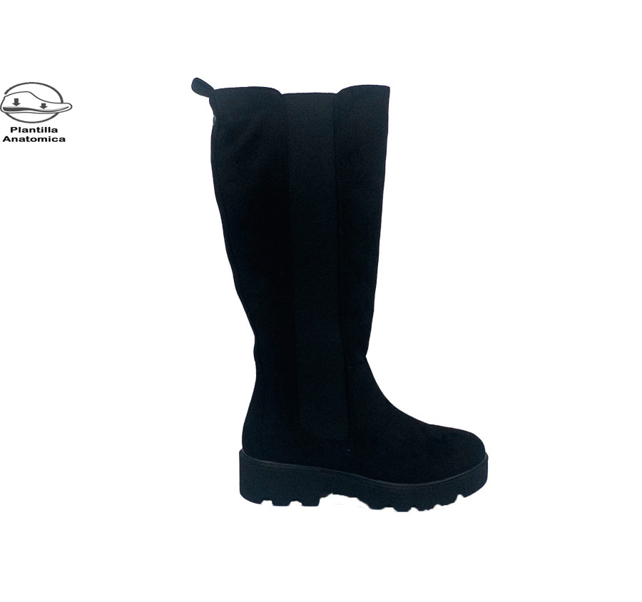 BOTA ALTA  ELASTICO NEGRO