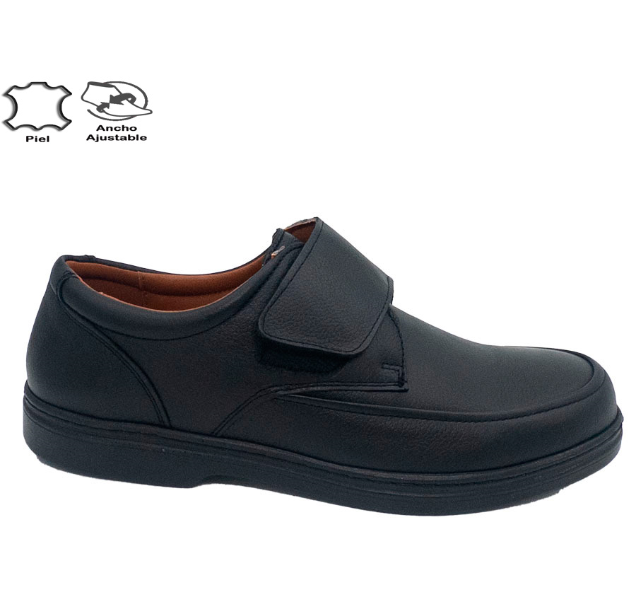 COPETE VELCRO PIEL NEGRO