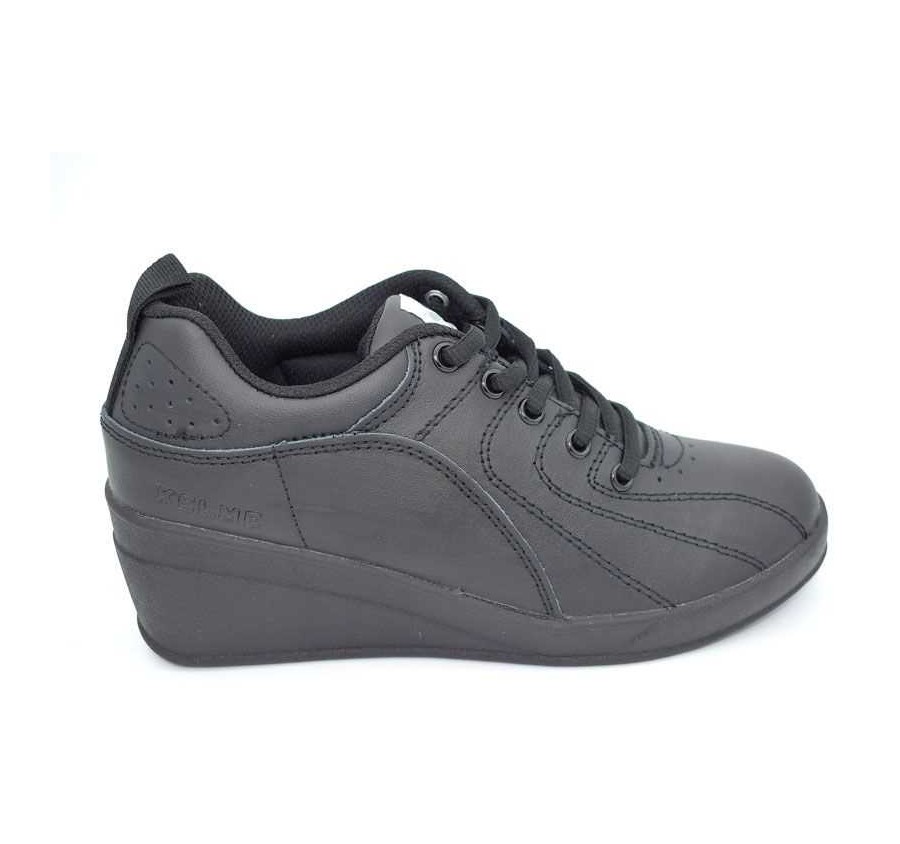 ZAPATILLA DEPORTIVA PARA MUJER KELME PIEL CUÑA PATTY CORDON NEGRO