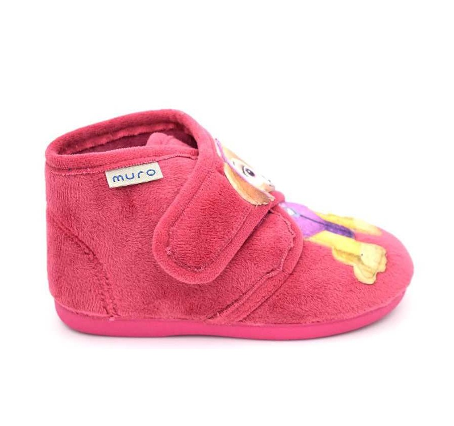 ZAPATILLA DE CASA PARA NIÑA MURO BOTA VELCRO PATRULLA CANINA ROSA