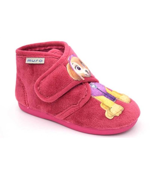 ZAPATILLA DE CASA PARA NIÑA MURO BOTA VELCRO PATRULLA CANINA ROSA